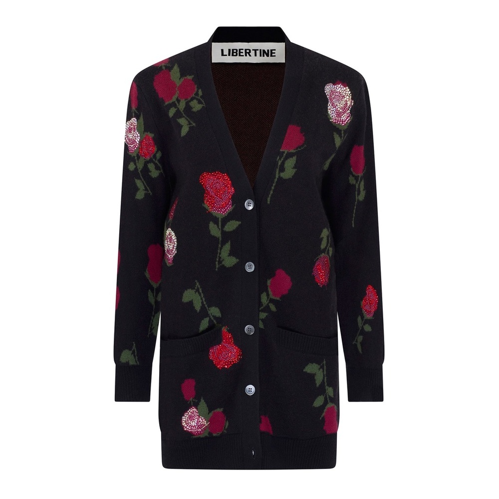 Libertine ‘BRAVA!’ Oversized Cardigan in Black Floral Women's Size XL, NEW w/Tag